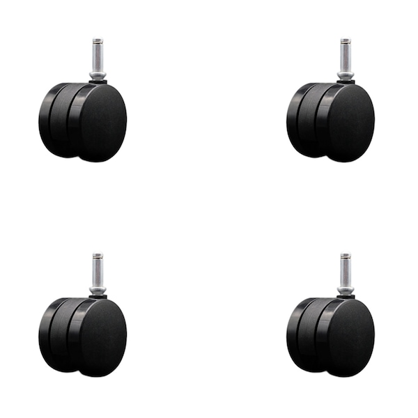 2-3/8'' Office Chair Caster Nylon Twin Wheel 7/16 Grip Ring Stem , 4PK